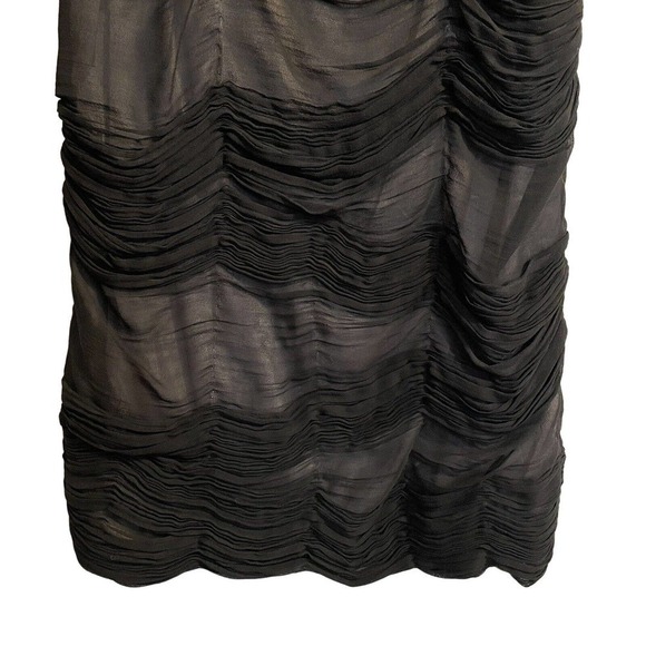 RUCH Cocktail Dress Black Ruched Bodycon Small 100% Silk Sleeveless Line… - Picture 3 of 9